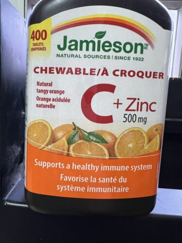 Jamieson - 維他命 C + 鋅 咀嚼片 (500 毫克) 香橙味 加量裝 400粒 photo review