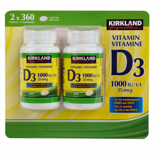 【期短清貨價】Kirkland Signature - 維他命D3 1000IU 360粒 2件裝