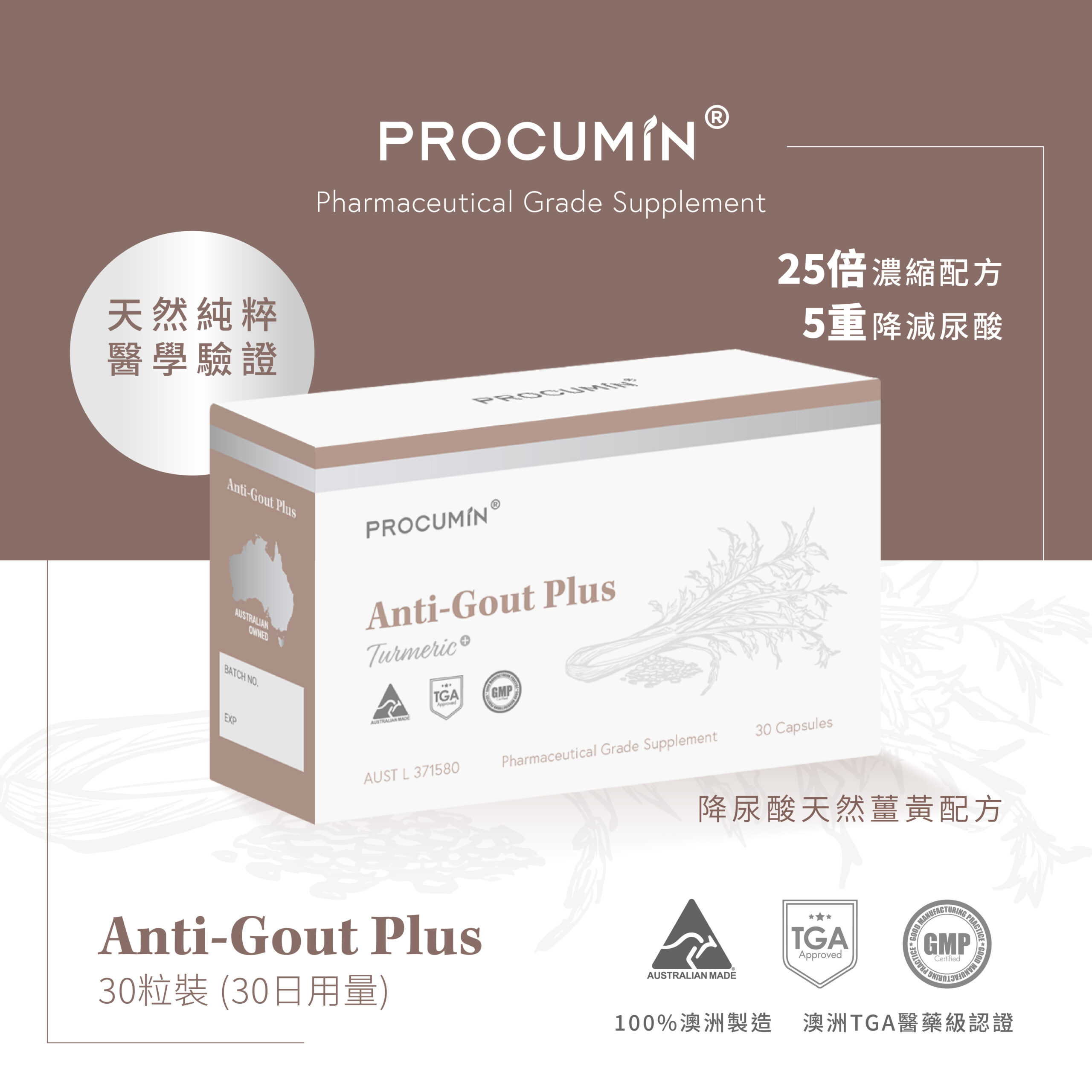 PROCUMIN – 降尿酸天然薑黃配方 30粒