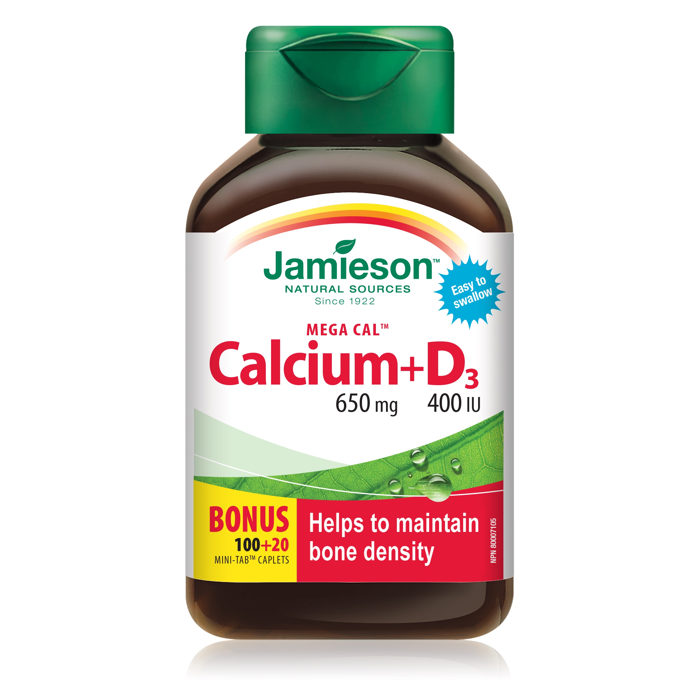Jamieson – 高濃鈣650mg + 維他命D3 400IU 120粒