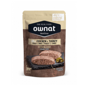OWNAT - Wetline 純天然無穀放牧火雞與雞肉主食包 | 絕育貓體重管理配方 85克